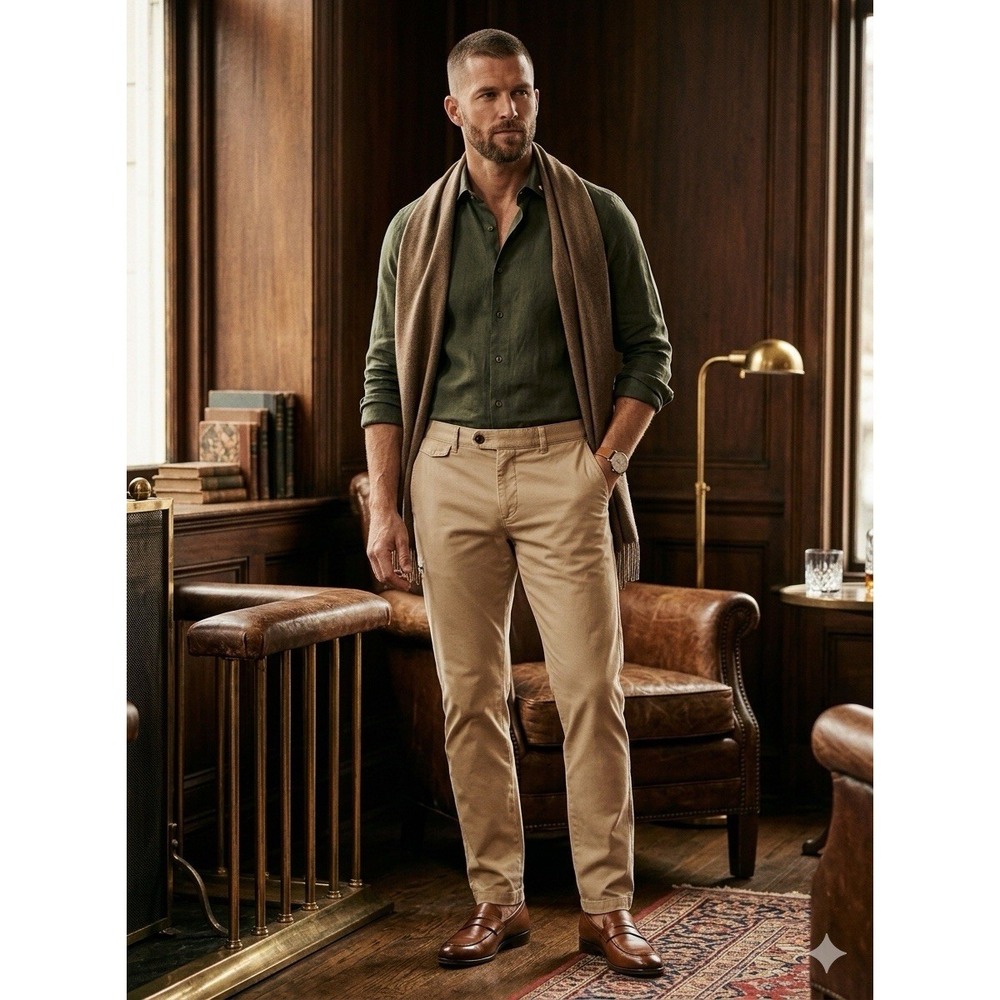 MR. SID Italy NEW LEGEND 1A Chino Pants Men's 40 (Fits 38) Beige Khaki Stretch